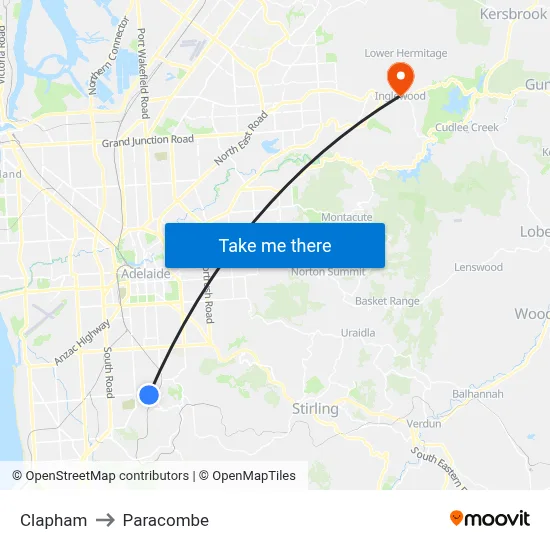 Clapham to Paracombe map