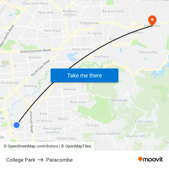 College Park to Paracombe map