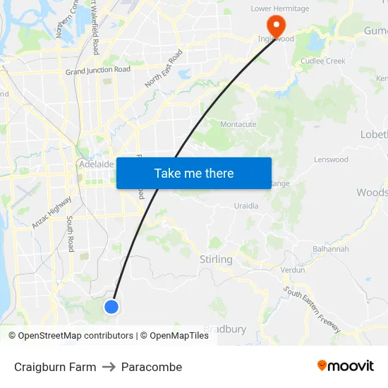 Craigburn Farm to Paracombe map