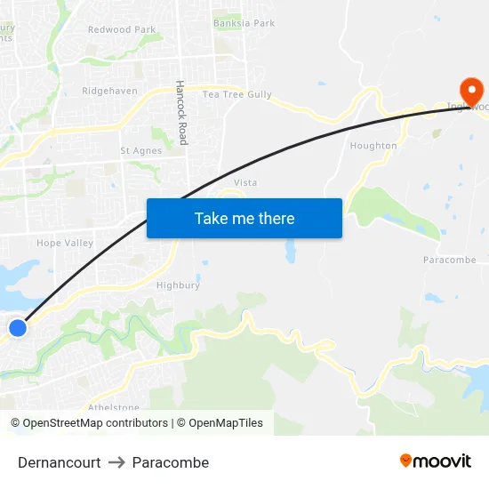 Dernancourt to Paracombe map