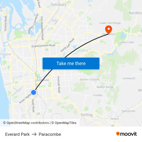 Everard Park to Paracombe map