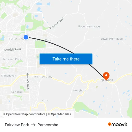 Fairview Park to Paracombe map