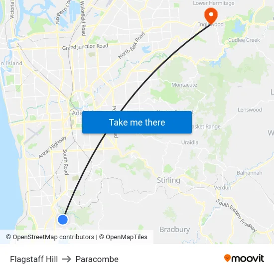 Flagstaff Hill to Paracombe map