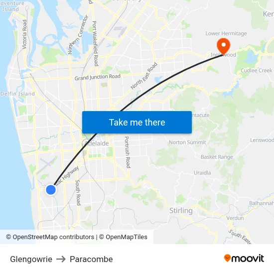 Glengowrie to Paracombe map