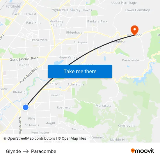 Glynde to Paracombe map