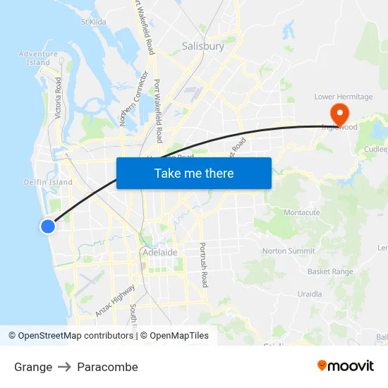 Grange to Paracombe map