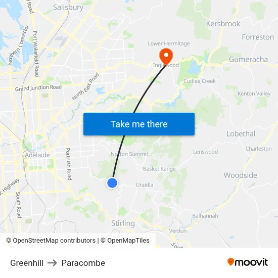 Greenhill to Paracombe map