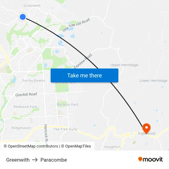 Greenwith to Paracombe map
