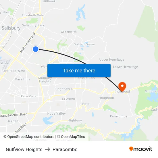 Gulfview Heights to Paracombe map