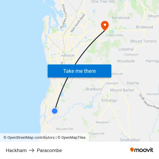 Hackham to Paracombe map