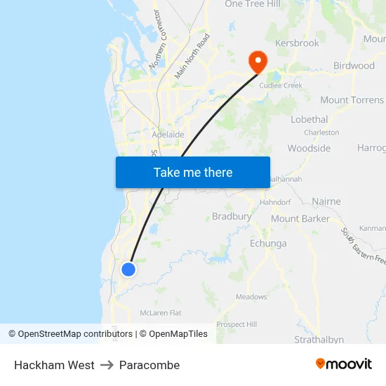 Hackham West to Paracombe map