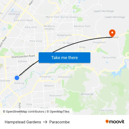 Hampstead Gardens to Paracombe map