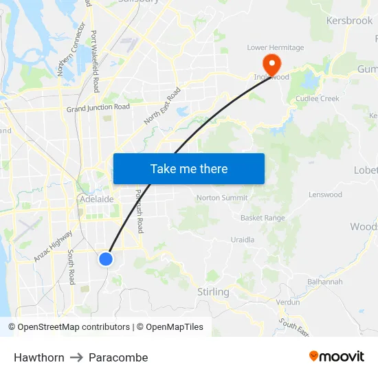 Hawthorn to Paracombe map