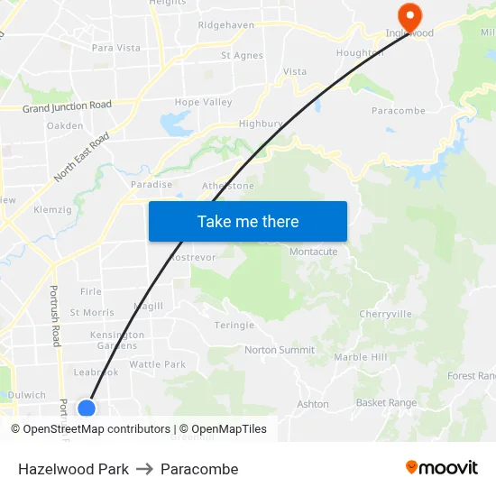 Hazelwood Park to Paracombe map