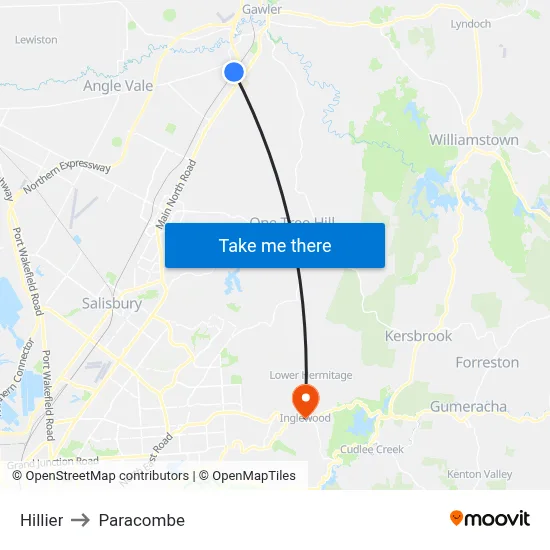 Hillier to Paracombe map