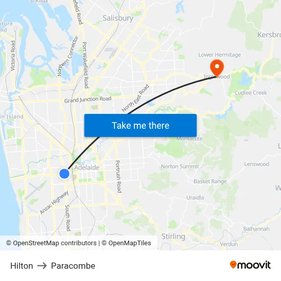 Hilton to Paracombe map
