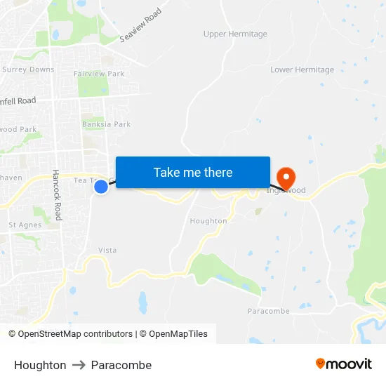 Houghton to Paracombe map