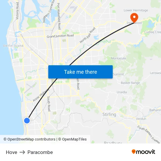 Hove to Paracombe map