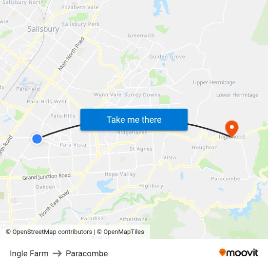 Ingle Farm to Paracombe map