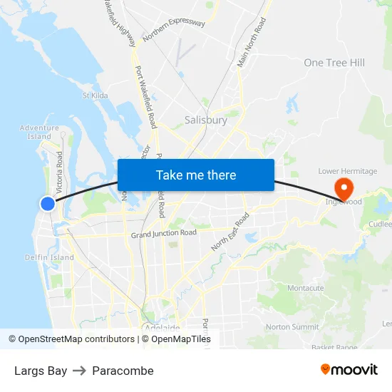Largs Bay to Paracombe map