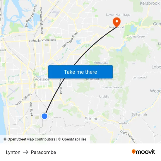 Lynton to Paracombe map
