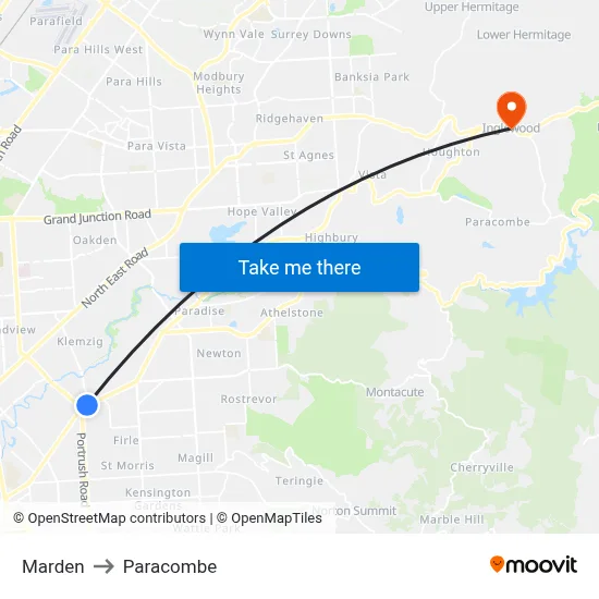Marden to Paracombe map