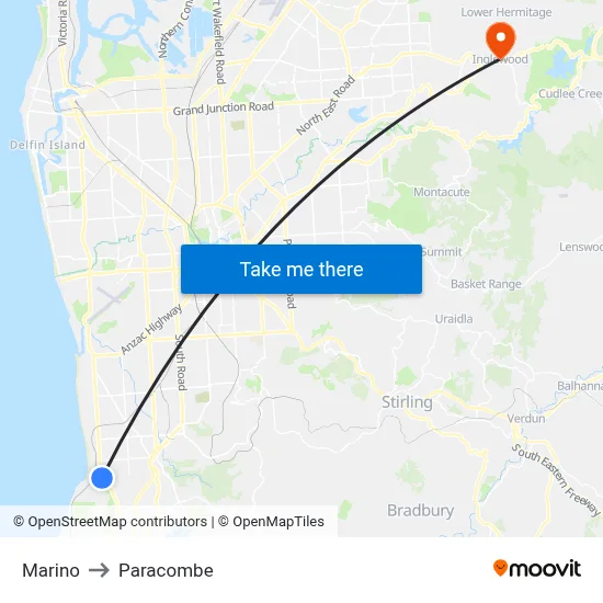 Marino to Paracombe map