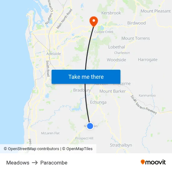 Meadows to Paracombe map