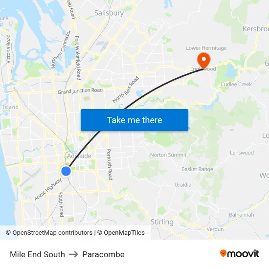 Mile End South to Paracombe map