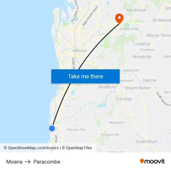 Moana to Paracombe map