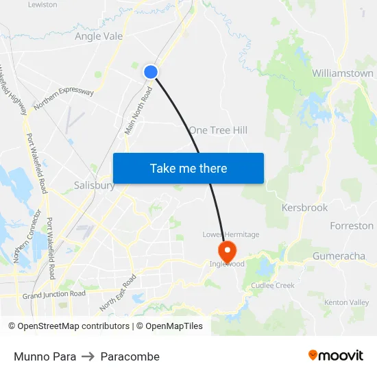 Munno Para to Paracombe map