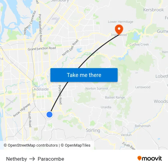 Netherby to Paracombe map