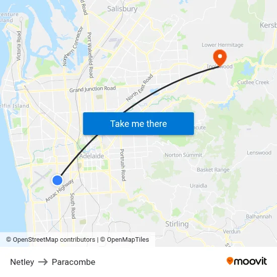 Netley to Paracombe map