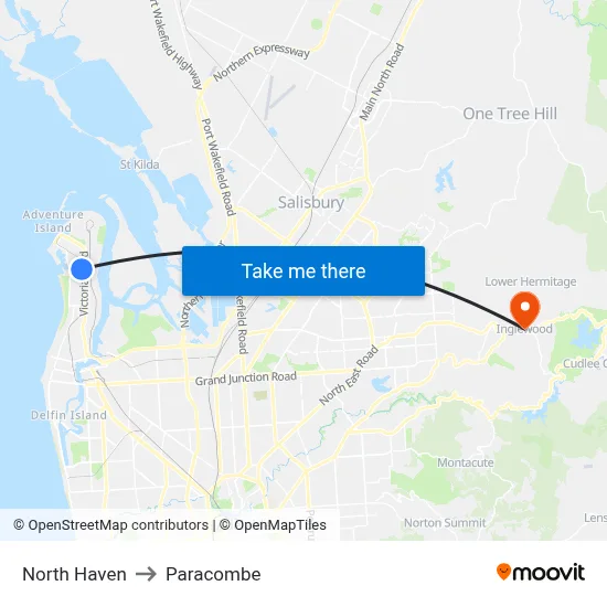 North Haven to Paracombe map