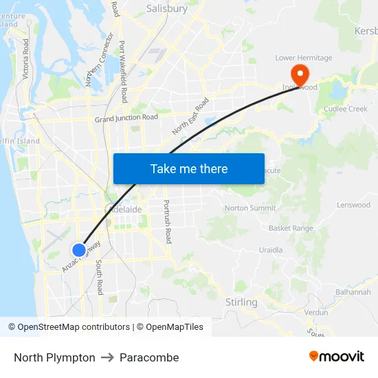 North Plympton to Paracombe map