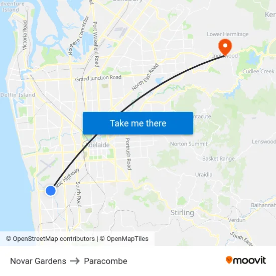 Novar Gardens to Paracombe map