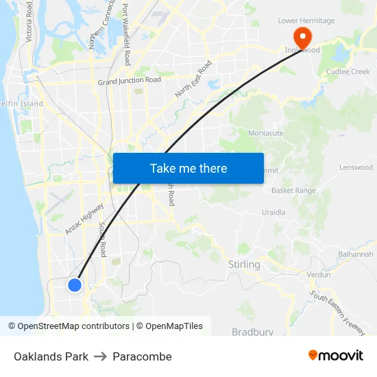 Oaklands Park to Paracombe map