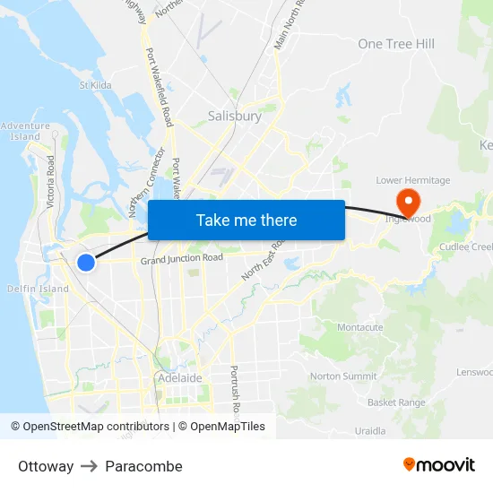 Ottoway to Paracombe map