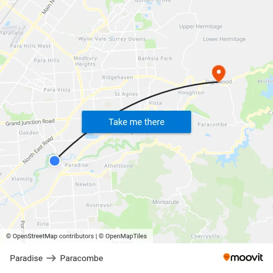 Paradise to Paracombe map