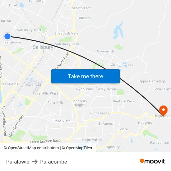 Paralowie to Paracombe map