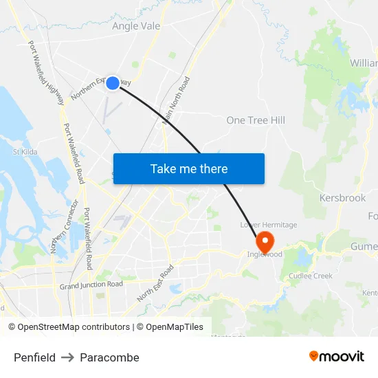 Penfield to Paracombe map