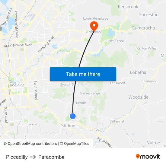Piccadilly to Paracombe map