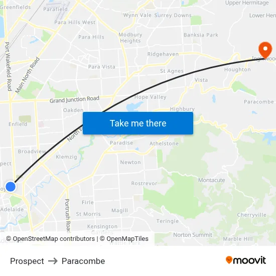 Prospect to Paracombe map