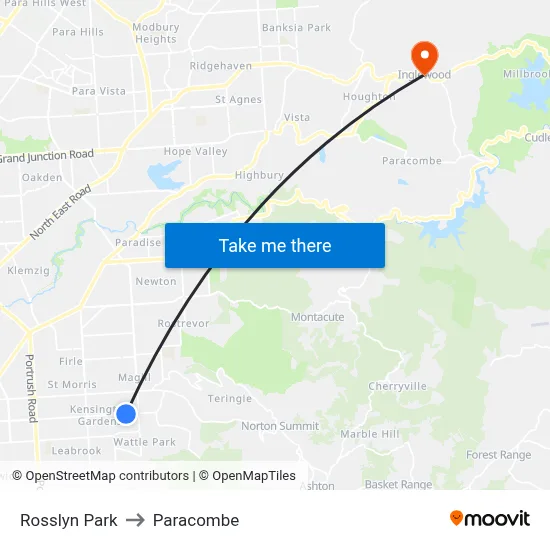 Rosslyn Park to Paracombe map