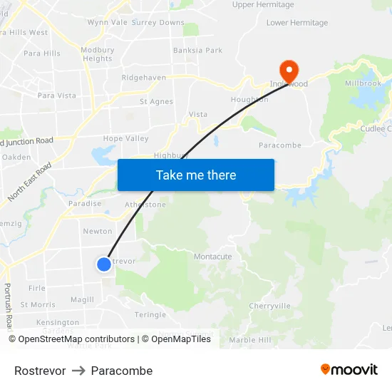 Rostrevor to Paracombe map