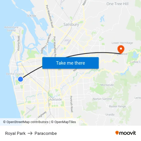 Royal Park to Paracombe map