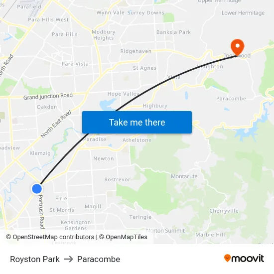 Royston Park to Paracombe map