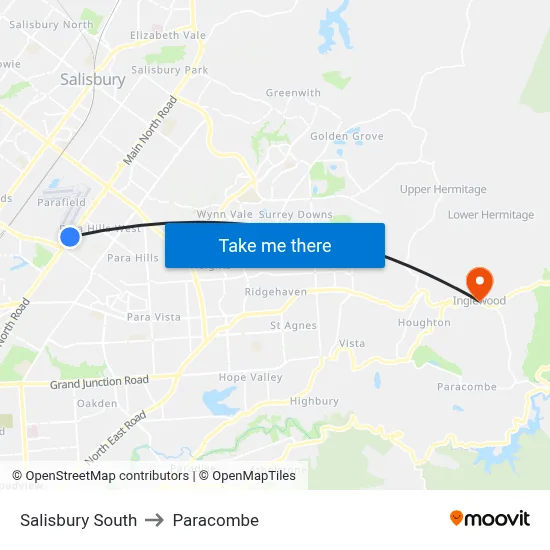 Salisbury South to Paracombe map