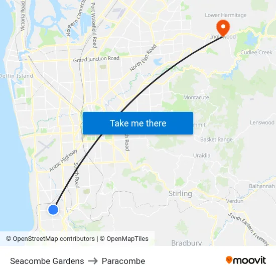 Seacombe Gardens to Paracombe map