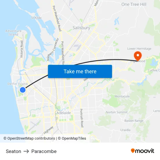 Seaton to Paracombe map